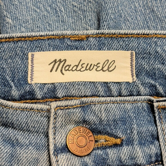 Madewell The Perfect Vintage Jean High Rise Raw Hem Crop Ankle Blue Denim 24 - Picture 11 of 15